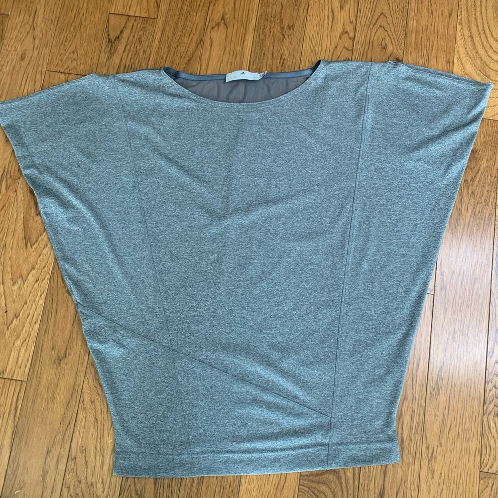 ADIDAS x Stella McCartney Workout Top Batwing Sleeves Mesh Back Grey Small